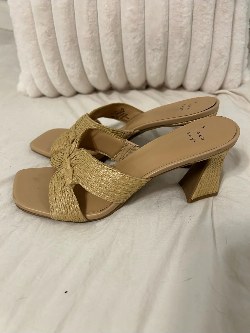 a new day Braided Tan Slide Heels